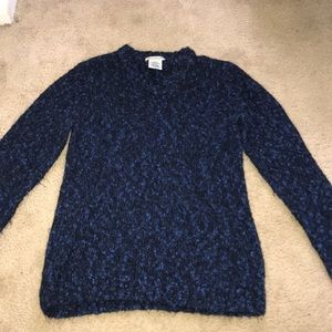 Fuzzy black and blue sweater